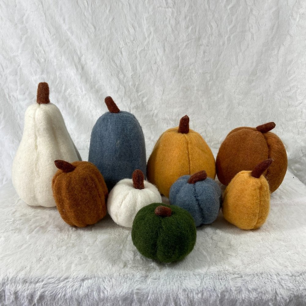 Assorted set of 9 count  Felt Decorative Pumpkins Multi color & size New